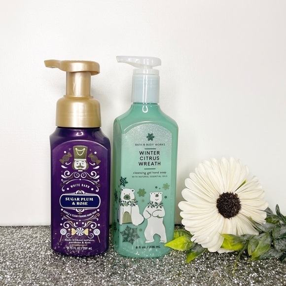 Bath & Body Works Hand Soap Sugar Plum and Rose & Winter Citrus Wreath Nwt - Picture 2 of 4